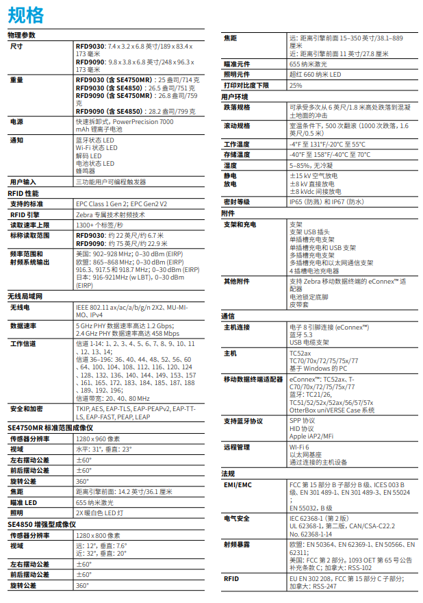 zebra斑馬RFD90詳細參數